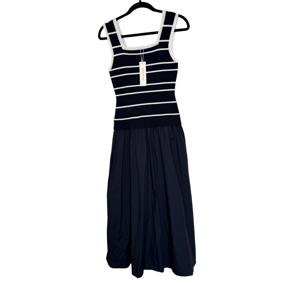 Zoe and Claire Navy Striped Mixed Media Maxi Dress‎ SP0821 Small NEW